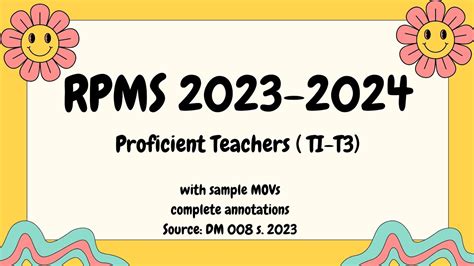 RPMS 2023 2024 With Sample MOVs And Annotations YouTube