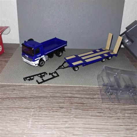 HERPA MB ACTROS Kipper THW Baukipper Tieflader Selten OVP Umbau EUR 40