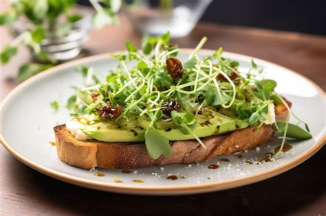 Tosta De Aguacate En El Plato En Un Caf De Estilo Nico Imagen