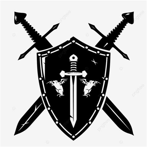 Crossed Swords And Shield Silhouette Crossed Swords Sword Cross Png