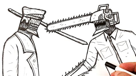 How To Draw A Chainsaw Man Attacking Katana Man Youtube