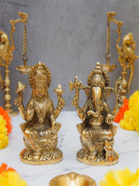 Buy StatueStudio Set Of 2 Gold Toned Ganesha Laxmi Idol Showpieces