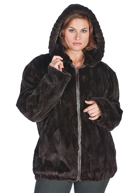 Brown Sheared Mink Jacket-Detach Hood Plus Size – Madison Avenue Mall Furs