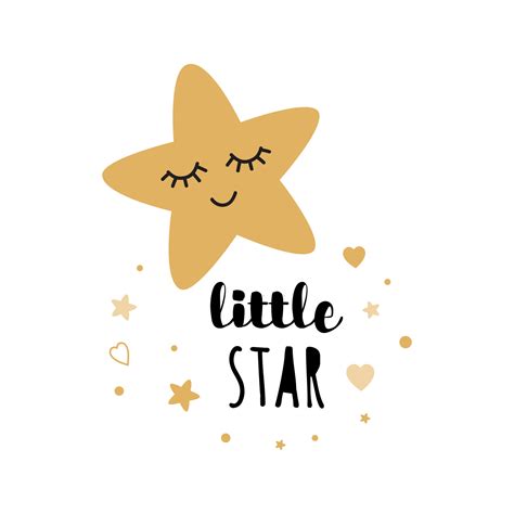 Little star text with cute gold star hearts for decoration kids room ...