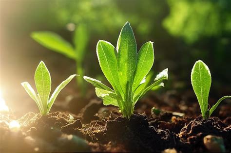 Fondo de crecimiento de brotes de plantas pequeñas frescas Foto Premium