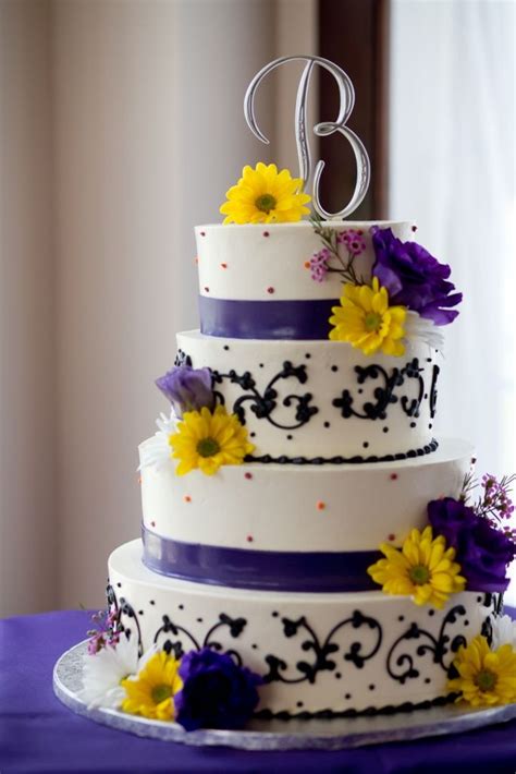 Purple And Yellow Wedding Cakes