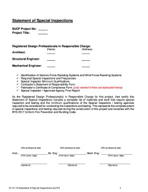 Fillable Online Statement Of Special Inspections Form 2017 Sucf Suny