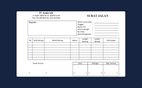 surat jalan  contoh surat jalan lengkap   penulisannya