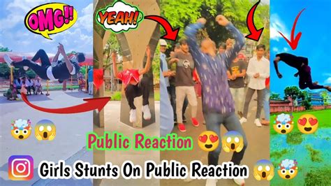 Tik Tok Stunts On Public Reaction🤯 Flips In Public Girls Reaction 😍