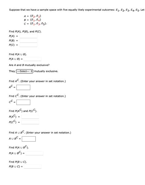 Solved Suppose That We Have A Sample Space With Five Equally Chegg