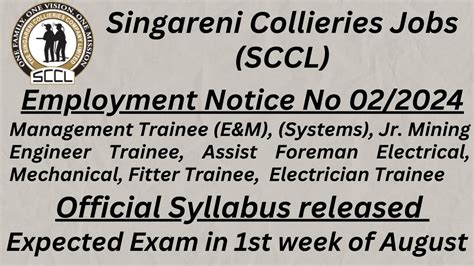 Singareni Jobs Employment Notice No 02 2024 Official Syllabus