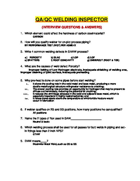 Welding Qc Inspector Interview Questions Converted Converted Pdf