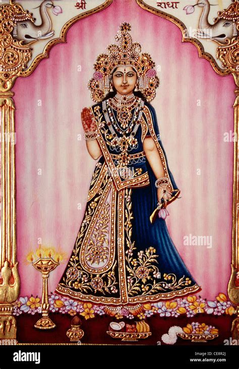 BDR 80562: Goddess Radha Miniature Painting on Ivory Stock Photo - Alamy