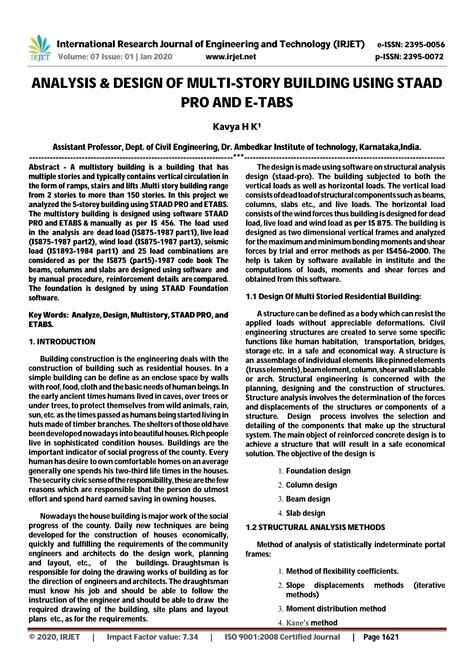 Irjet Analysis And Design Of Multi Story Building Using Staad Pro And E Tabs Pdf