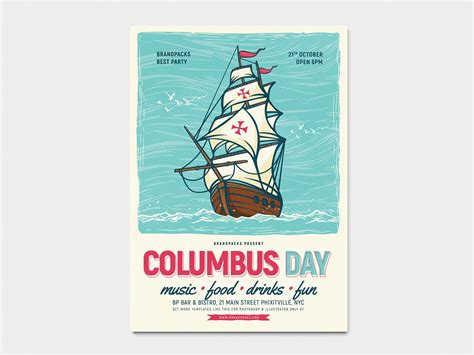 Columbus Day Poster Template - PSD, Ai & Vector - BrandPacks