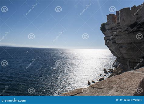 Corsica Bonifacio Skyline Citadel Old Town Strait Of Bonifacio