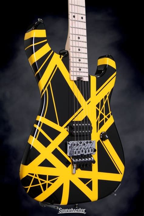 EVH Striped Series Black W Yellow Stripes Yellow Stripes Striped