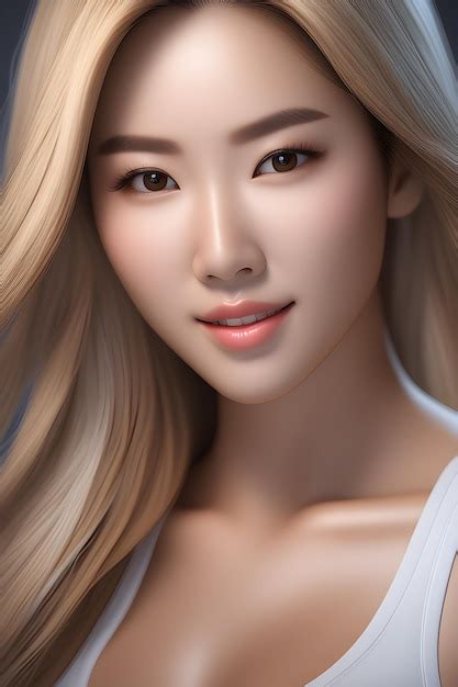 Premium AI Image Beauty Blonde Korean Woman
