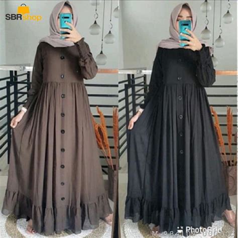 Jual Dress Muslim Wanita Polos Mosscrepe Vsbr Warna Hitam Maroon