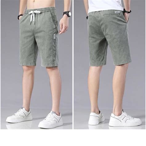 Short En Jeans Homme Ete Coupe Droite Taille Elastique Casual Short