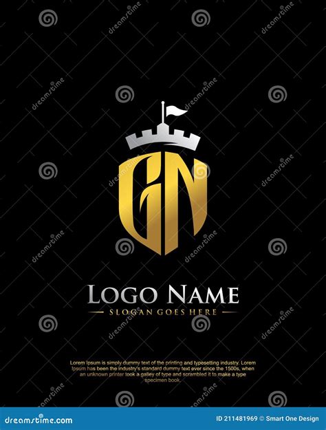 Inicial Carta Gn Con Escudo Estilo Logo Plantilla Vector Ilustraci N