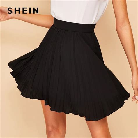 Shein Zip Side Pleated Skirt Swish Mid Waist Mini Flared Skirts Women