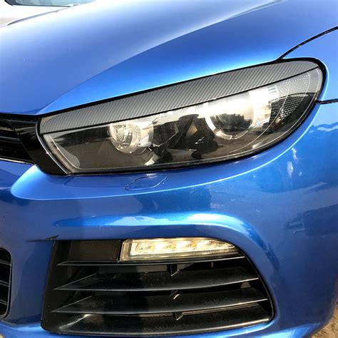 Carbon Fiber Front Headlight Eyelid Eyebrow Trims For Vw Scirocco Gts