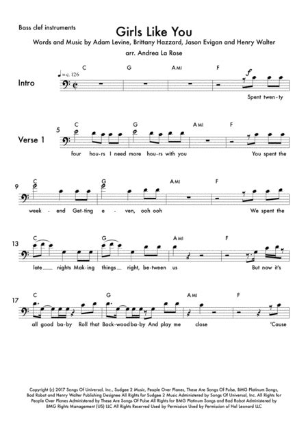 Girls Like You Sheet Music Maroon 5 Performance Ensemble