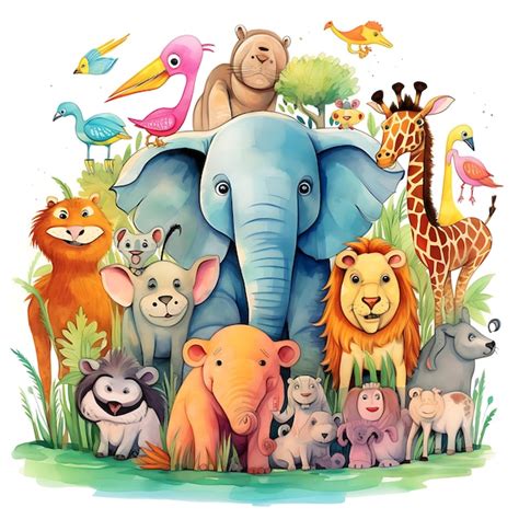 Premium Photo | Illustration of animals childrens art