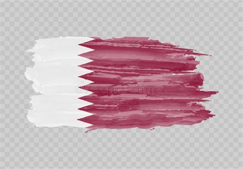 Watercolor Painting Flag Of Qatar Stock Vector Illustration Of