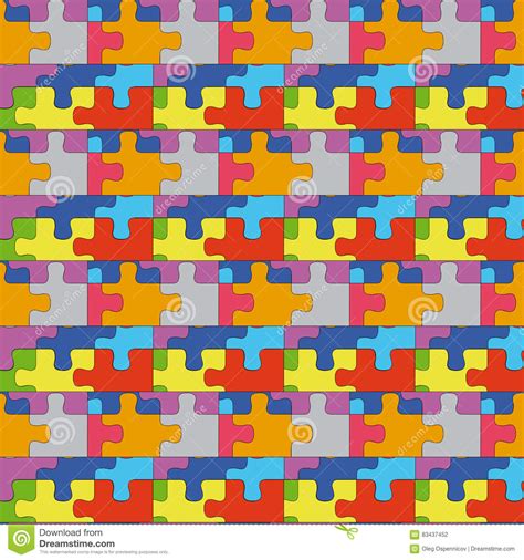 Seamless Pattern With Color Puzzles Stock Vector Illustration Of