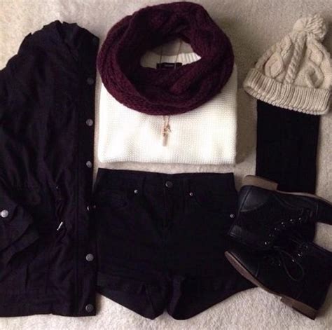 HTW OOTD Outfit Sweater Shirt Top Scarf Hotpants Shorts Boots