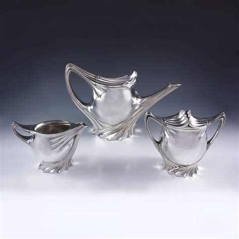 Titus Omega Paul Follot Art Nouveau Silver Plate Tea Set