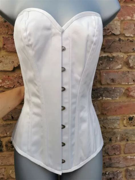 Corset Story White Satin Longline Classic Overbust Corset Size 6 Uk £22