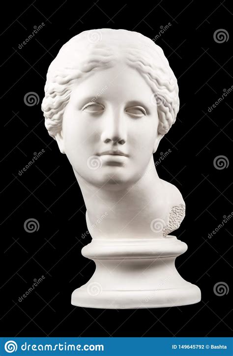 Gypsum Copy of Ancient Statue Venus Head Isolated on Black Background ...