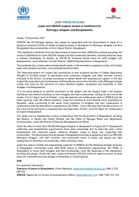 Document Joint Press Release English Japan And Unhcr Support