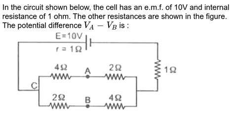 The Circuit Is Shown In Figure The Cell Is Ideal With Emf Of 1