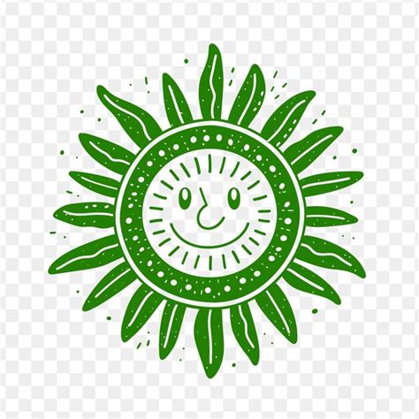 Premium Psd Sun Symbol On A Green Circle With Leaves And A Smile