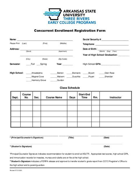 Fillable Online Concurrent Enrollment Registration Form Fax Email Print