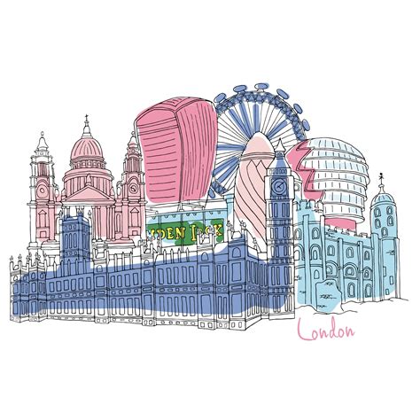 London Skyline Illustration Print The Market Co