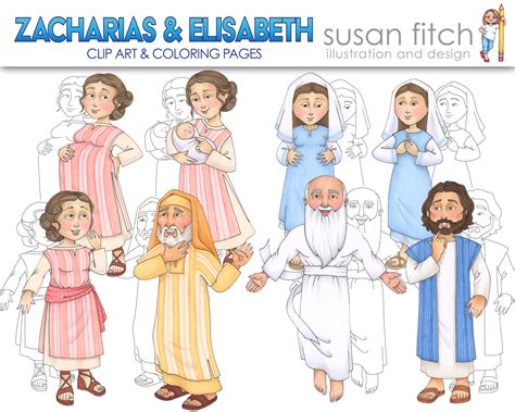 Zacharias And Elisabeth Clip Art And Coloring Pages Etsy