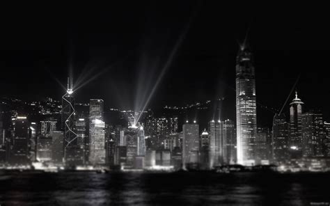 Wallpaper City Cityscape Hong Kong Night Reflection Skyline