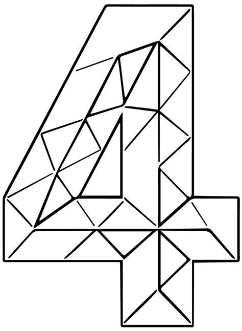 Colourful Triangles Number Four Coloring Page Wecoloringpage