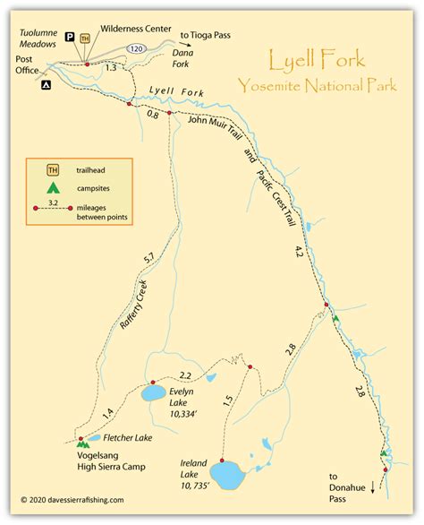 Lyell Fork Map | Dave's Sierra Fishing