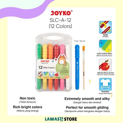 Jual Silky Crayon Krayon Halus Joyko Slc A Warna Colors Shopee