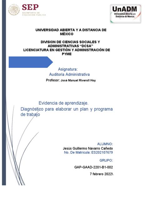 Gaad U1 Ea Jenc Pdf Auditoría Marketing