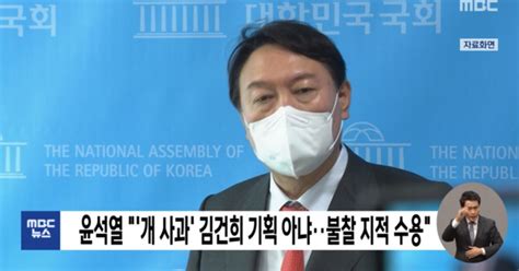 윤석열 개 사과 김건희 기획 아냐불찰 지적 수용