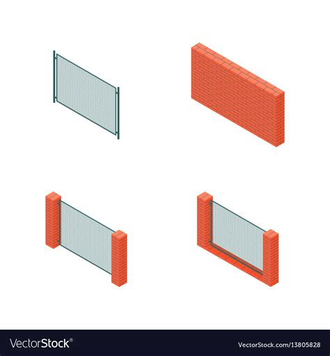 A Set Of Isometric Spans Fences Royalty Free Vector Image