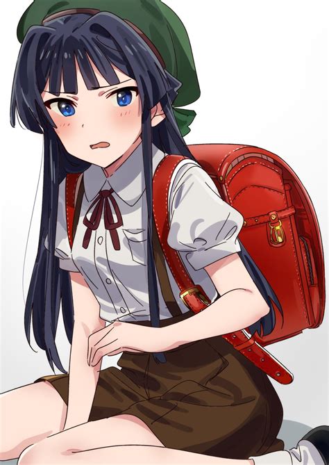 Safebooru 1girl Backpack Bag Bangs Black Hair Blue Eyes Commentary