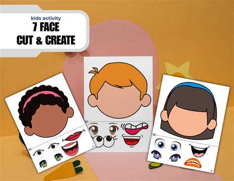 blank face design templates kids creative cut paste activity